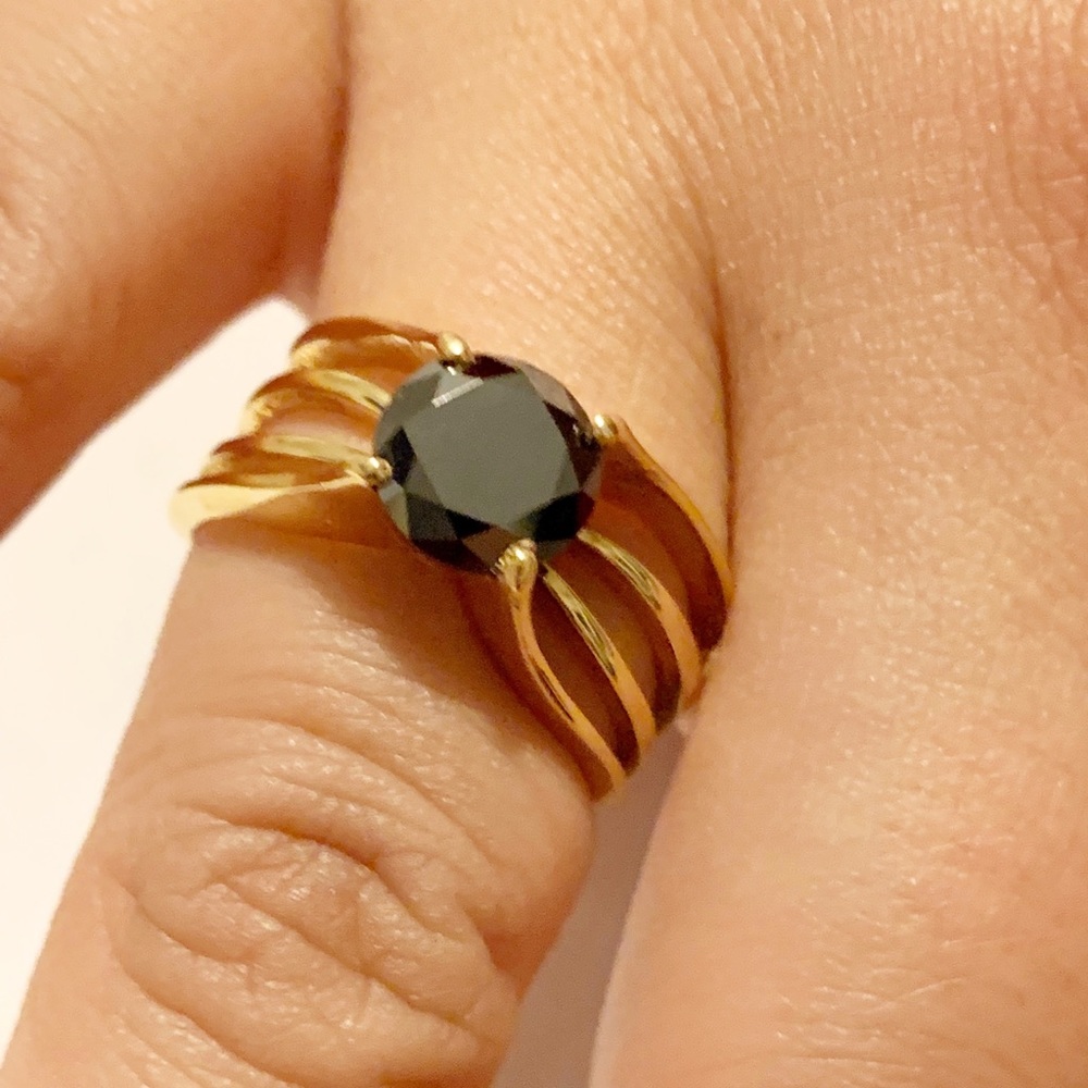 14k gold 1.3ct black diamond ring Sz 5 1/2